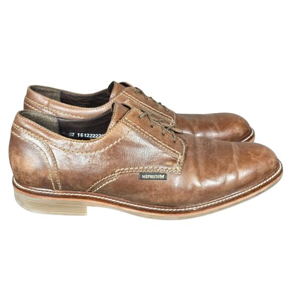 Mephisto Shoes Mens Size 12.5 Brown Leather Derby Air Jet Comfort Dress Lace Up - Picture 1 of 12